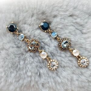 Esttia Sundance London Blue luxe crystal golden dangle drop earrings 🦋